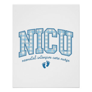 NICU Nurse Baby Feet Plaid Lettering Shirt Design_ Poster