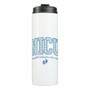 NICU Nurse Baby Feet Plaid Lettering Shirt Design_ Thermal Tumbler