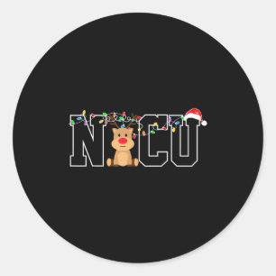 Nicu Nurse Christmas Reindeer Festive Nurse Gift  Classic Round Sticker