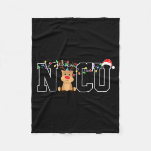 Nicu Nurse Christmas Reindeer Festive Nurse Gift  Fleece Blanket