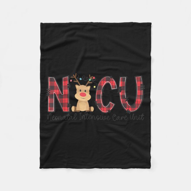 Nicu Nurse Christmas Reindeer Neonatal Intensive C Fleece Blanket (Front)
