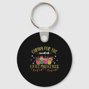 Nicu Nurse Christmas Sweetest Mistletoes Mother Ba Keychain