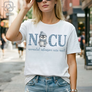 NICU Nurse Cute Penguin Winter Plaid T-Shirt