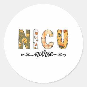 NICU Nurse Fall Halloween for Women Men Classic Round Sticker