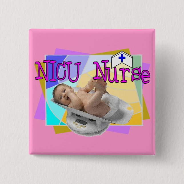NICU Nurse Gifts 2 Inch Square Button (Front)