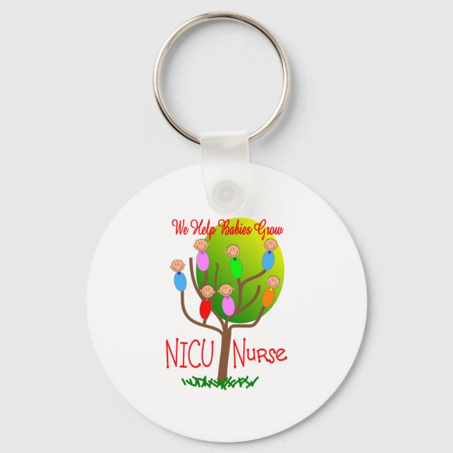NICU Nurse Gifts, Adorable babies in a tree Keychain (Front)