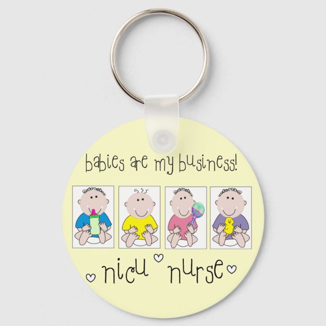 NICU NURSE Gifts "Babies Are My Business" Keychain (Front)
