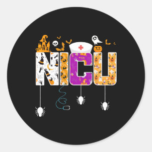 NICU Nurse Halloween Hospital Party Fun Nursing St Classic Round Sticker