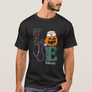 NICU Nurse Halloween Scary Pumpkin Love Nurse Life T-Shirt
