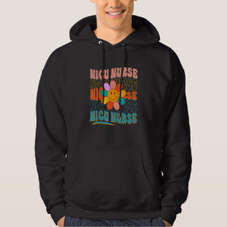 NICU Nurse L&D Neonatal Groovy Retro Flower Team T Hoodie