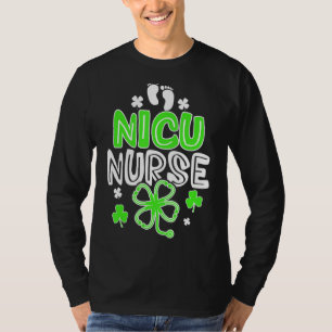 Nicu Nurse Life Stethoscope Nursing Happy St Patri T-Shirt