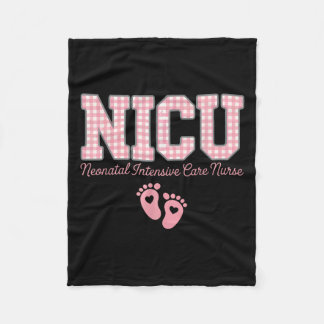 Nicu Nurse Neonatal Care Pink Gingham Heart Baby F Fleece Blanket