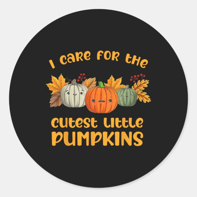 NICU Nurse Neonatal Cutest Little Pumpkins Fall Th Classic Round Sticker (Front)