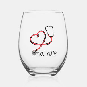 NICU Nurse - NICU Nurse Shirt - NICU Nurse Gift -  Stemless Wine Glass