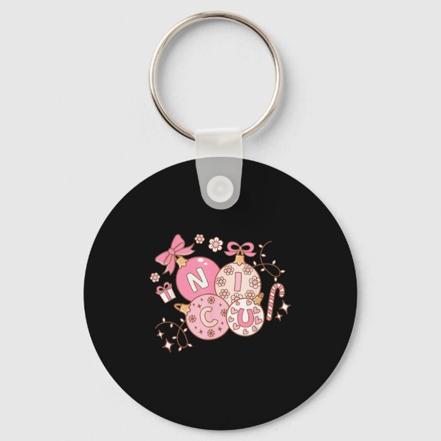 Nicu Nurse Nk Christmas Retro Neonatal Intensive C Keychain (Front)