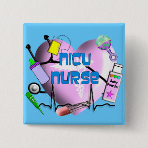 NICU Nurse Pink Heart Design Gifts 2 Inch Square Button