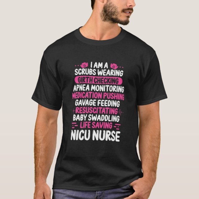 Nicu Nurse Preemie Warrior Girth Checking Nicu Nur T-Shirt (Front)