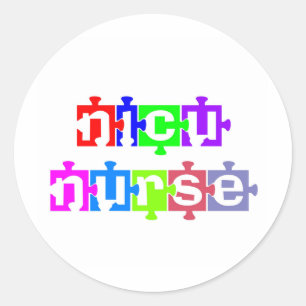 NICU NURSE PUZZLE PIECE CLASSIC ROUND STICKER