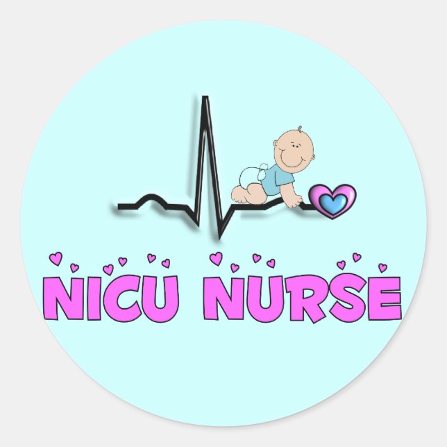 NICU Nurse QRS Design Classic Round Sticker (Front)