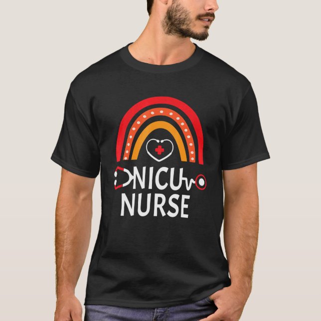 Nicu Nurse Rainbow Icu Neonatal Team Tiny Humans R T-Shirt (Front)