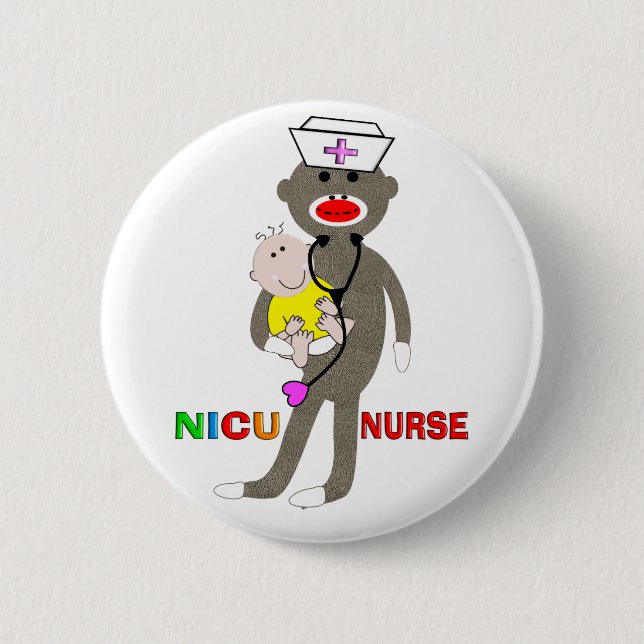 NICU Nurse Sock Monkey Gifts 2 Inch Round Button (Front)