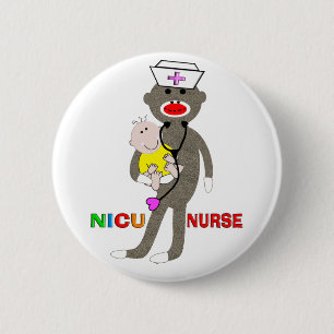 NICU Nurse Sock Monkey Gifts 2 Inch Round Button