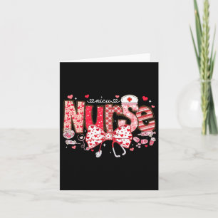 Nicu Nurse Stethoscope Coquette Bow Heart Valentin Card