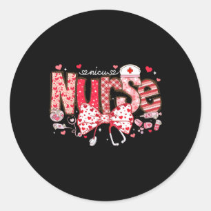Nicu Nurse Stethoscope Coquette Bow Heart Valentin Classic Round Sticker