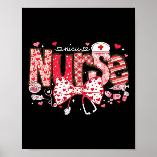 Nicu Nurse Stethoscope Coquette Bow Heart Valentin Poster