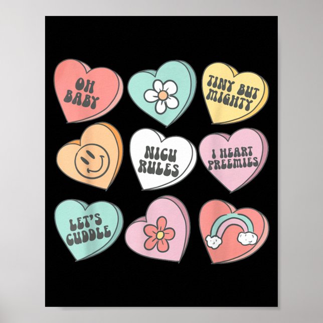 Nicu Nurse Valentine's Day Heart Candy Neonatal Ic Poster (Front)