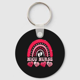 Nicu Nurse Valentines Day Rainbow Neonatal Rn Hear Keychain