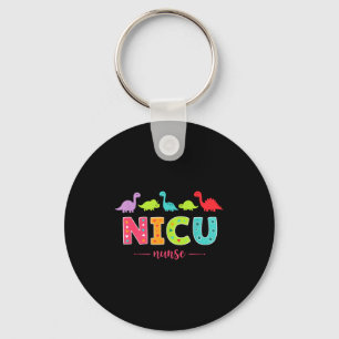 Nicu Nurse With Cute Dinosaurs Pediatric For Women Keychain