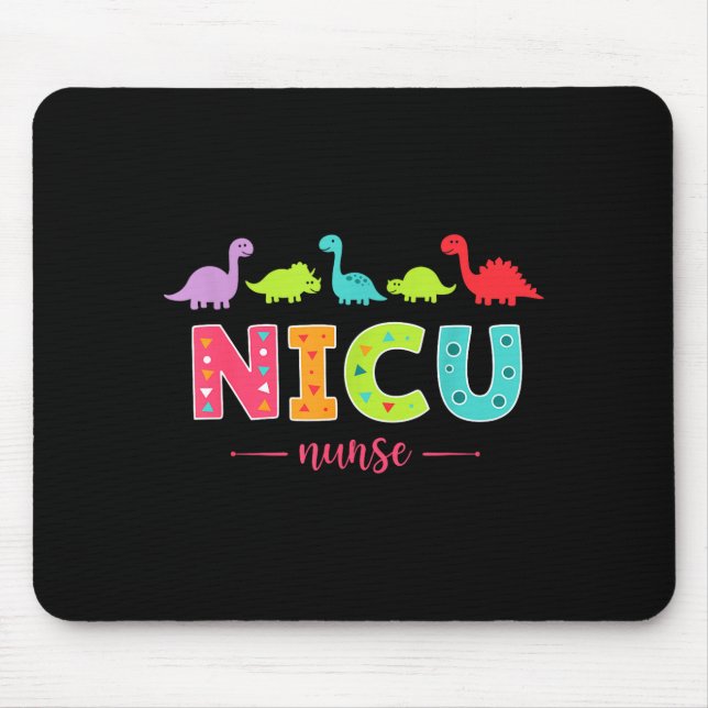 Nicu Nurse With Cute Dinosaurs Pediatric For Women Mouse Pad (Front)