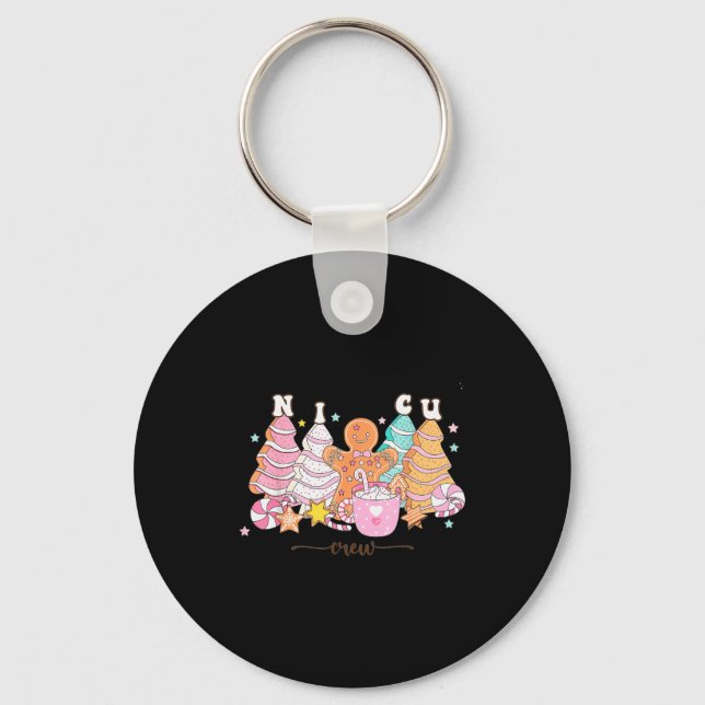 Nicu Nurse Xmas Gingerbread Neonatal Intensive Car Keychain (Front)