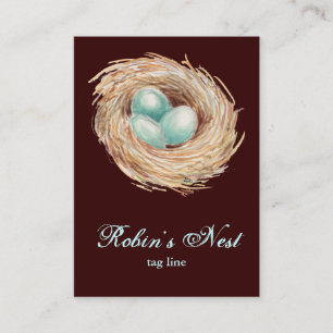 Nid de Robin avec les cartes de visite bleus de