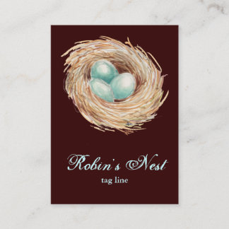 Nid de Robin avec les cartes de visite bleus de