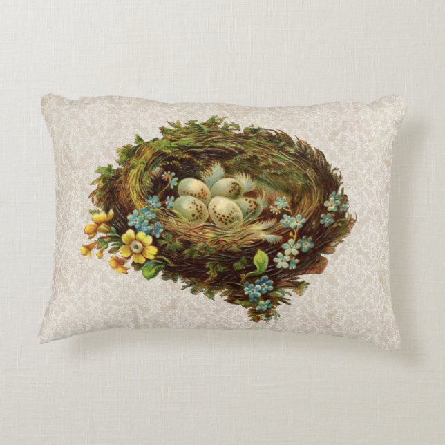 NID OISEAU AVEC OEUFS COUSSIN VINTAGE (Dos)