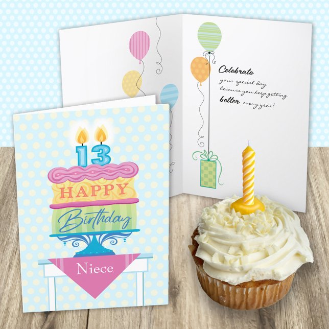 Nièce 13e Anniversaire Gâteau Avec Carte Numérique (Créateur téléchargé)