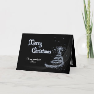 Niece, a Black and white Christmas card