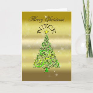 Niece, a gold effect Christmas card