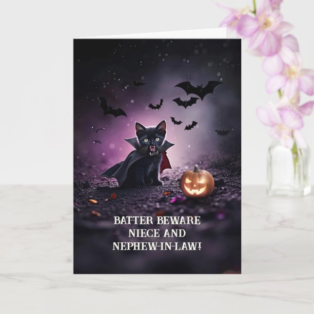 Niece and Husband Nephew in Law Halloween Cute Card (Orchid)