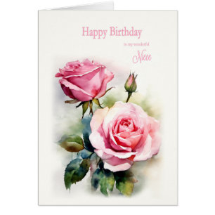 Niece Anniversaire Roses Peint Aquarelle