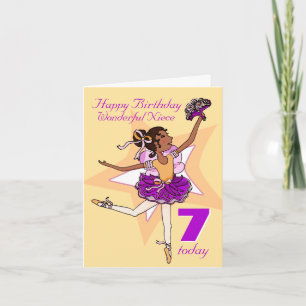 Niece ballerina birthday peach age card