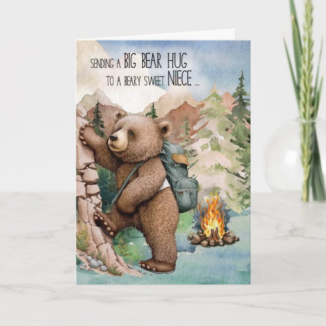 Niece Big Bear Hug Away at Summer Camp Card (Front)