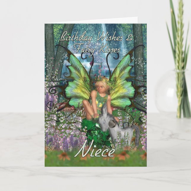 Niece Birthday Card - Angelica Fantasy Woodland Fa (Front)