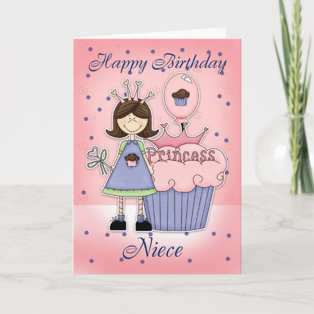 Niece Birthday Card - Cupcake Princess (Front)