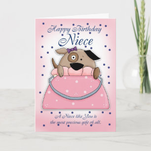 Niece Birthday Card - Cute Purse Pet