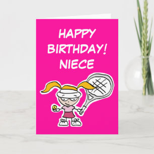 Niece birthday card with little tennis player