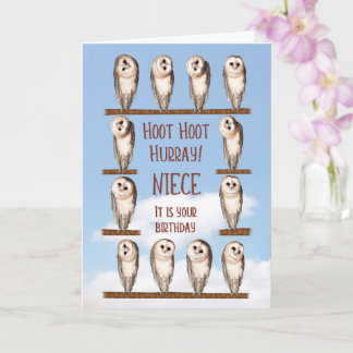 Niece Birthday, Curious Owls Card