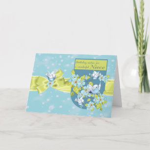 Niece, Birthday Greeting Card With Pretty Birds